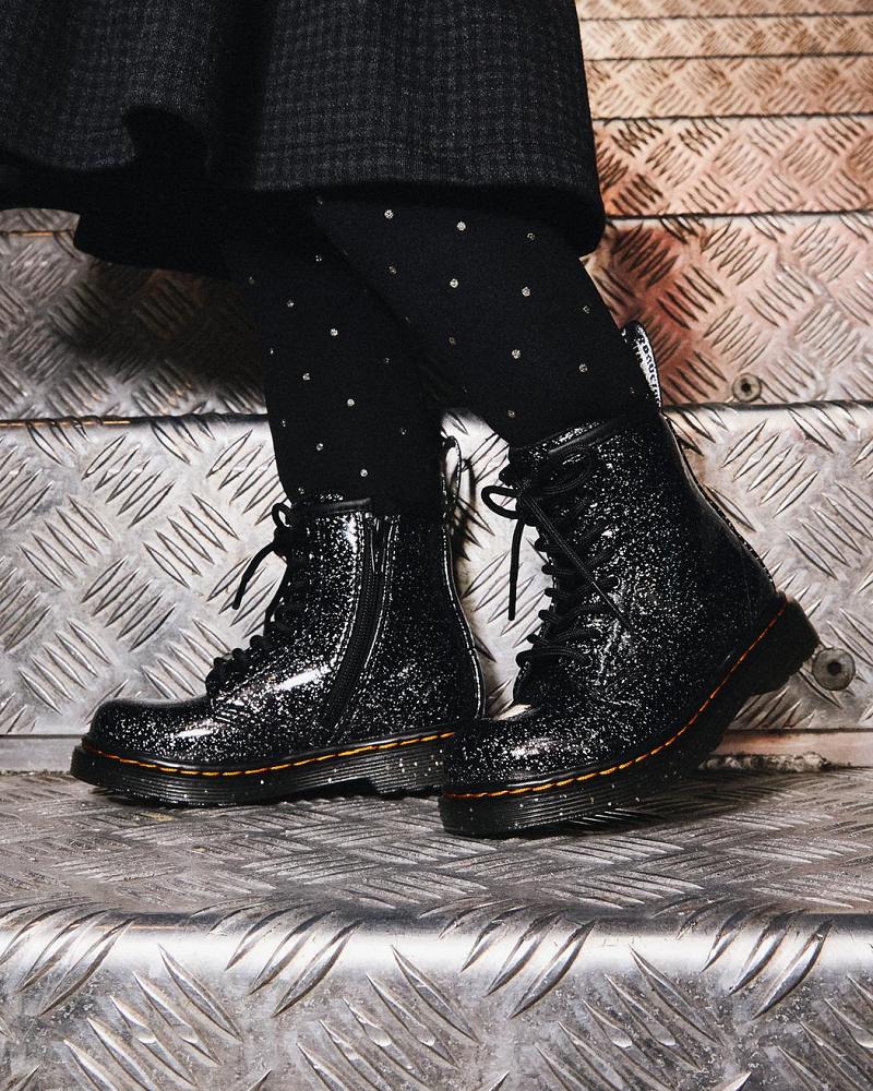 Dr Martens Toddler 1460 Glitter Snørestøvler Børn Sort | DK 691BEX